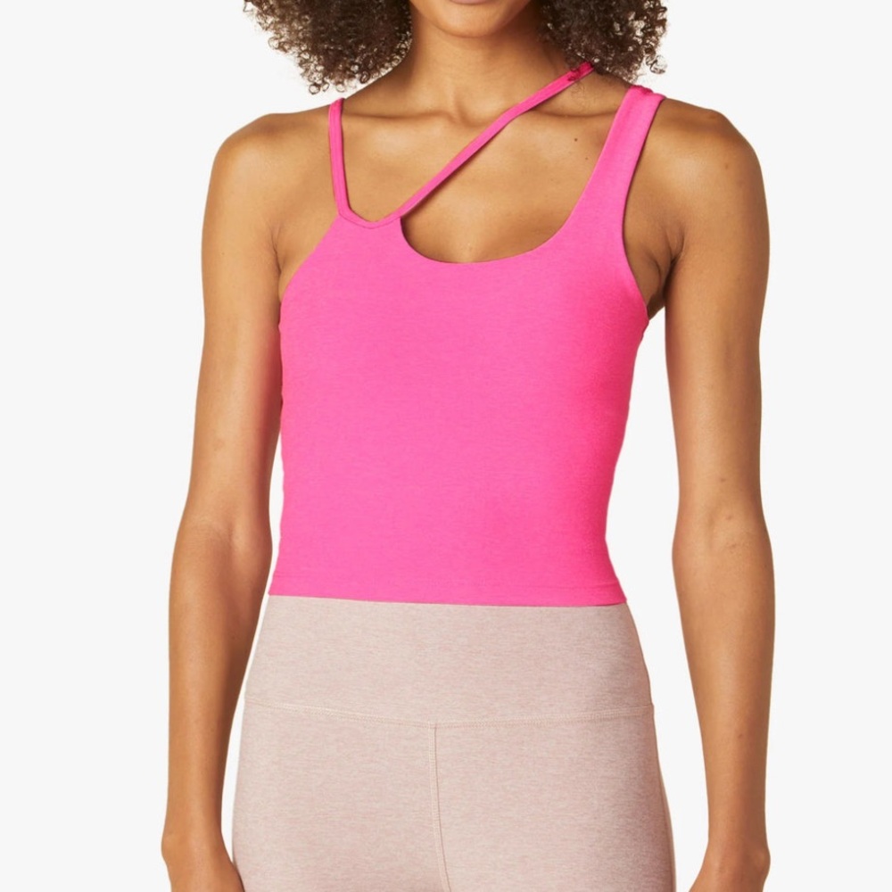Beyond Yoga Spacedye Shapeshift Cropped Tank Pink Hype Heather Barbie L